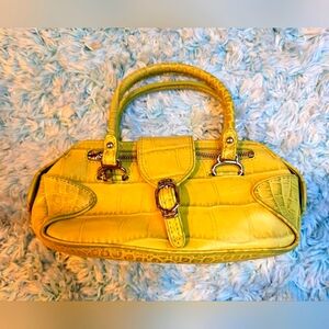 Cole Haan leather 9" mini bag. Greenish yellow.